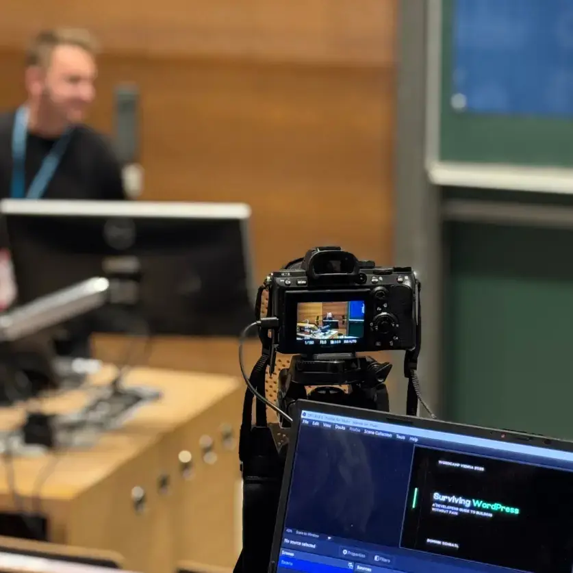 Dominik als Speaker beim Wordcamp in Wien