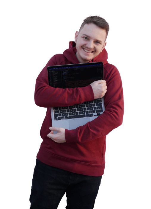 Image of me, hugging a laptop